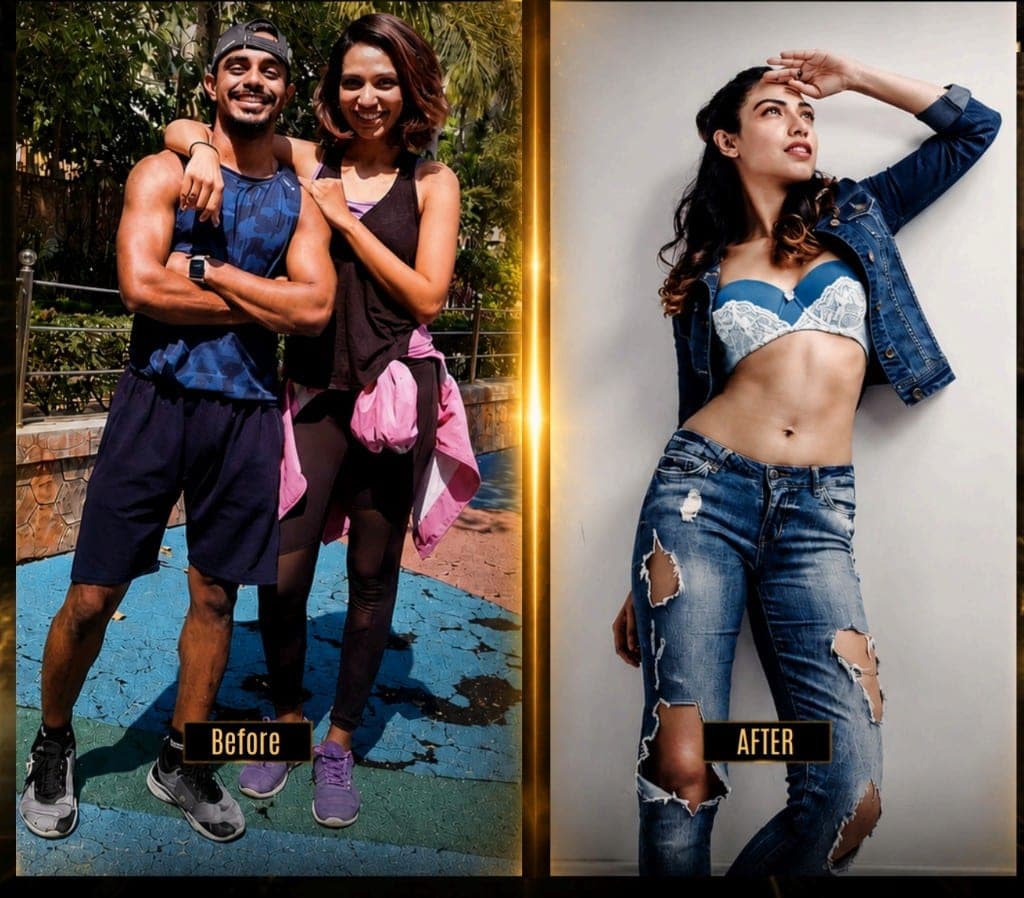 Priyasha Chaudhry before and after fitness transformation with coach
