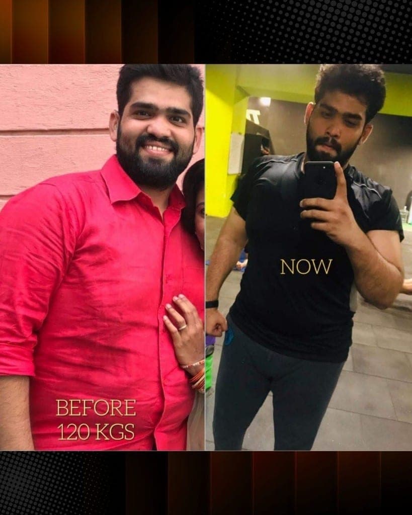 Sudeep Nadig before and after transformation from 120 kg to a fitter physique