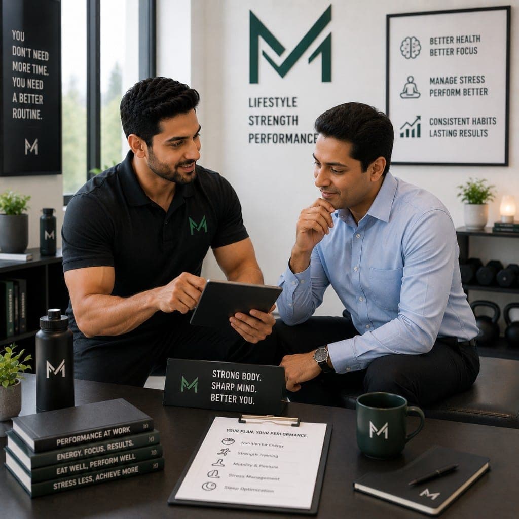 Coach discussing a performance plan with a corporate professional
